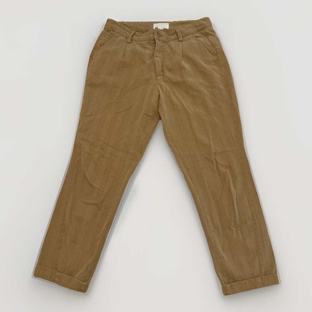 Anthropologie Women's Pleated Straight Leg Ankle‎ Pants Brown 28 Casual Classic